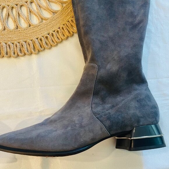 Tory Burch Over the Knee Suede Grey Flat Boots Size 10 - Picture 4 of 12